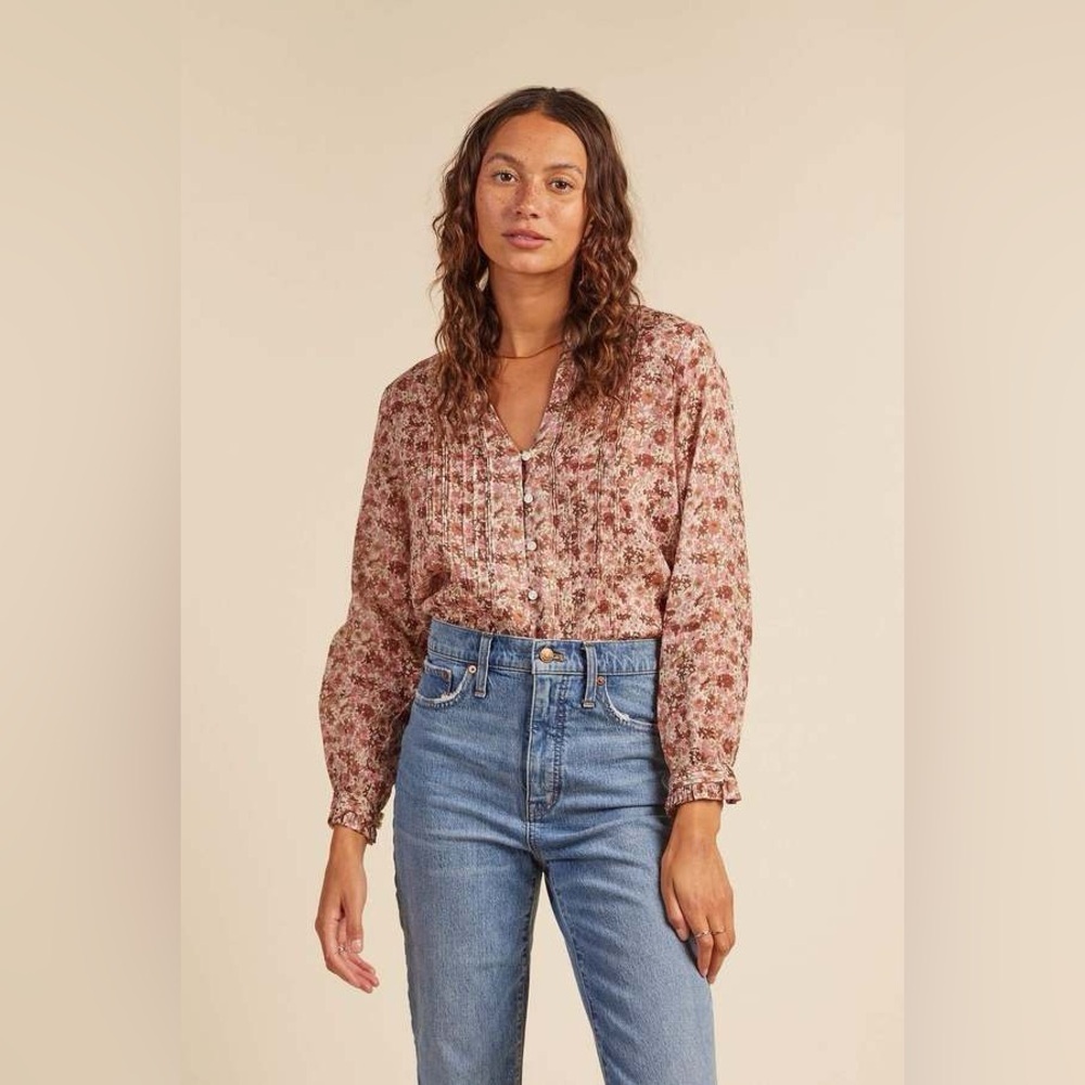 Travota Birds of Paradise Finley Blouse Top Shirt Small cottage cute floral - Picture 1 of 8